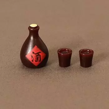 1Комплект 1:12 Кукольный домик Миниатюрная банка для вина Ретро китайская банка для вина Модель винного кубка Декор для кухни Игрушка Аксессуары для кукольного дома B