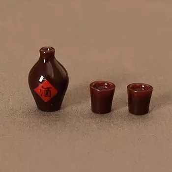 1Комплект 1:12 Кукольный домик Миниатюрная банка для вина Ретро китайская банка для вина Модель винного кубка Декор для кухни Игрушка Аксессуары для кукольного дома as the picture