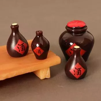 1Комплект 1:12 Кукольный домик Миниатюрная банка для вина Ретро китайская банка для вина Модель винного кубка Декор для кухни Игрушка Аксессуары для кукольного дома B