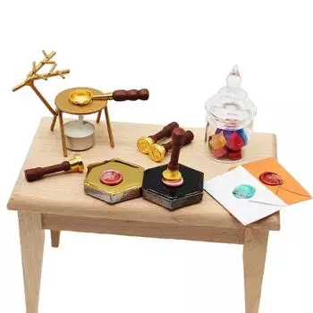 1Комплект 1:12 кукольный домик, миниатюрный сургуч, инструмент, лаковая ложка, ручка, восковые гранулы, модель, Рождественский декор, детская игрушка для ролевых игр A set