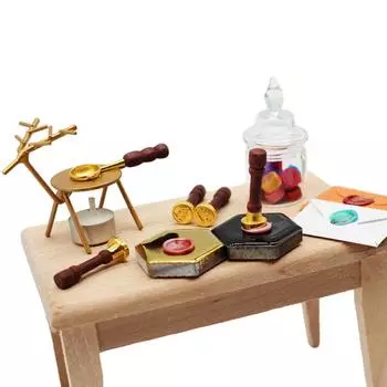 1Комплект 1:12 кукольный домик, миниатюрный сургуч, инструмент, лаковая ложка, ручка, восковые гранулы, модель, Рождественский декор, детская игрушка для ролевых игр