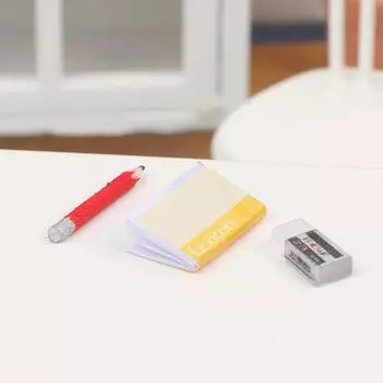 1Комплект 1:12 кукольный домик, миниатюрный блокнот, ластик для карандашей, студенческие канцелярские принадлежности, модель, детская игрушка для ролевых игр, аксессуары для кукольного дома