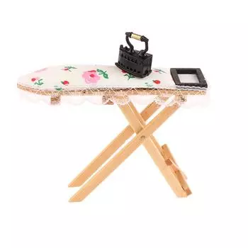 1Комплект 1:12 миниатюрных кружевных гладильных столов для кукольного домика, утюги, мебель с утюгом, декор для шитья, аксессуары для кукольного домика