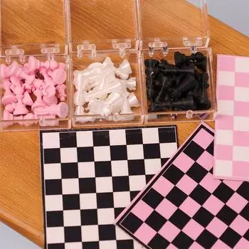 1Комплект 1:12 миниатюрных кукольных домиков, шахматная доска, набор для украшения кукольного домика, игрушки для ролевых игр для детей