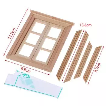 1Комплект 1:12 миниатюрных кукольных домиков, неокрашенная оконная рама, 6 стекол оконной мебели, модель декора, аксессуары для игрушечных кукольных домиков