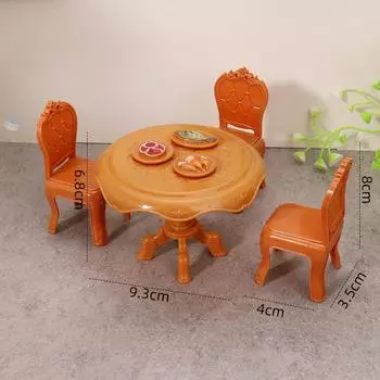 1Комплект 1:12 миниатюрных обеденных столов для кукольного домика, стулья, круглый стол, мебель для гостиной, декор для игрушечного кукольного домика, аксессуары коричневый