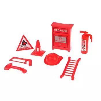 1Комплект 1:12 Миниатюрных пожарных принадлежностей для кукольного домика Огнетушитель Пожарный гидрант Шлем Лестница Молоток Модель Декорация Игрушка one size