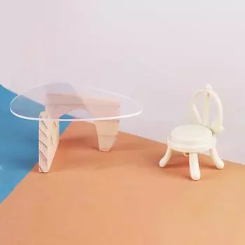 1Комплект 1:12 Миниатюрный обеденный стол, стул, модель кукольного домика, акриловая офисная мебель, модель декора, игрушка, кукольный домик, аксессуары 1Set