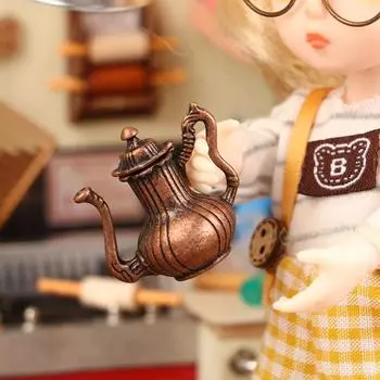 1Комплект 1:12 Миниатюрный винный набор для кукольного домика, винный кувшин, чайник, мини-флакон с чашкой, столовые приборы, модель декора, игрушка, аксессуары для кукольного домика серебряный