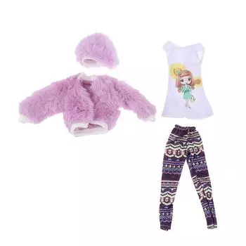 1Комплект 1:6 кукольной одежды для куклы 30 см, плюшевое пальто, верхние брюки, шляпа, кукольный домик, декор для куклы, рождественский подарок