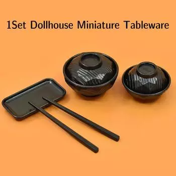 1Комплект 1:6 миниатюрных кукольных домиков, обеденная тарелка, миска, палочки для еды, поднос, столовые приборы, модель кухни, декор, игрушка, кукольный домик, аксессуары 1Set