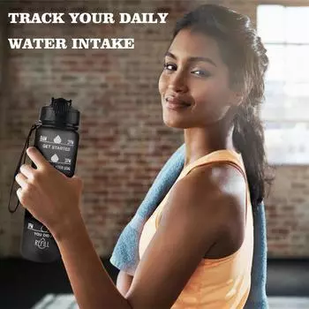 1л бутылка для воды градиентного цвета мотивационная спортивная бутылка для воды с маркером времени герметичная чашка для офиса, тренажерного зала, улицы 1.0L оранжевый