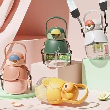 1L Cartoon Tumbler With Straw Kawaii Large Capacity Cup Free Shipping Items Portable Drinking Jugs Cute Water Bottle For Girls without sticker