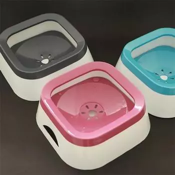1L Dog Drinking Water Bowls 1000ml Floating Non-Wetting Mouth Cat Slow Anti-Overflow Feeding Dispenser Large Capacity розовый