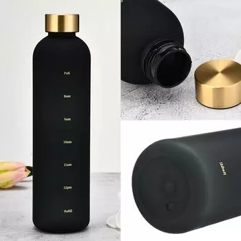 1L Plastic Water Bottle With Time Stamp Scale For Fitness Sports Portable Large Capacity Water Bottle Mug Water Drinking Bottles