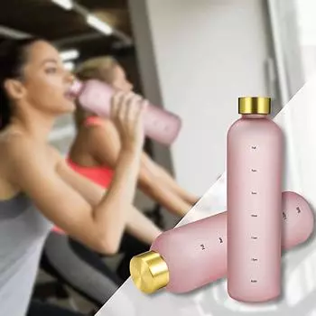 1L Plastic Water Bottle With Time Stamp Scale For Fitness Sports Portable Large Capacity Water Bottle Mug Water Drinking Bottles