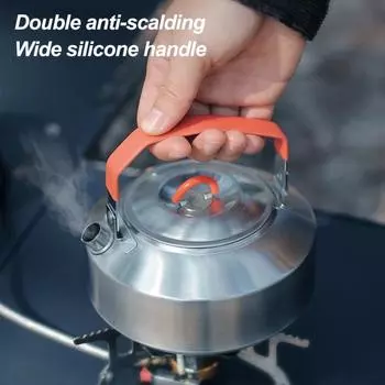 1л походный кофейник с силиконовой ручкой компактный размер портативный с полированной поверхностью легко чистится походный чайник для воды серебряный