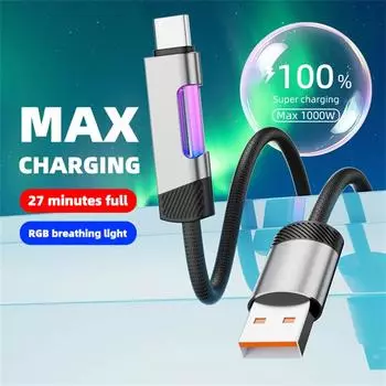 1M/2M 100W USB Type C кабель RGB изменение цвета быстрая зарядка кабель для Xiaomi Huawei Redmi OPPO OnePlus POCO кабель для передачи данных 1m