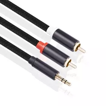 1м/2м позолоченный медный аудиокабель 3,5 мм - 2RCA для подключения усилителя и сабвуфера 1 meter