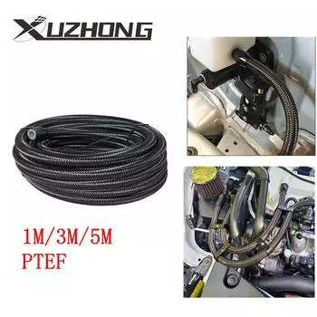 1M 3M 5M PTFE масляный шланг AN4-AN12 нержавеющая сталь универсальный конец топливный шланг плетеный газовый трубопровод турбомасляный охладитель напорная трубка