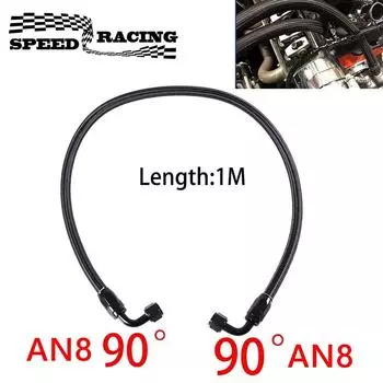 1M AN8 8AN черные плетеные фитинги для масла и топлива, конец шланга 90+90 градусов, комплект масляного адаптера, шланг для масла и топлива