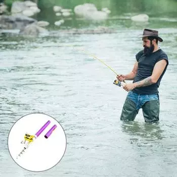 1M удочка-ручка с катушкой для спиннинга, прочная мини-карманная телескопическая короткая удочка из алюминиевого сплава для подледной рыбалки на реке, озере, водохранилище 1M золотистый