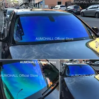 1M x 3M Blue Chameleon VLT67% Windscreen Solar Film Tint Windglass Protection Foils, синяя наклейка, меняющая цвет на зеленый 100x152cm