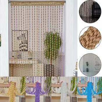 1мX2м бисерная занавеска с кисточками для двери, занавеска-перегородка, романтическая, элегантная, однотонная, с кисточками, дверная линия, занавеска 100x200cm