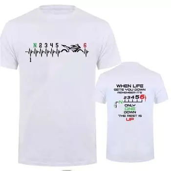 1N23456 Мотоциклетная экипировка Байкерский принт с сердцебиением Мужские футболки Летняя мужская футболка Одежда Мужская футболка большого размера с графическим принтом S