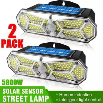 1PACK 126LED настенный уличный светильник на солнечных батареях с датчиком движения PIR, регулируемая яркость, водонепроницаемый ночной светильник с 3 режимами для сада, патио, крыльца 1 PCS