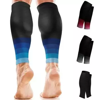 1Pair Calf Support Compression Sleeves for Women Men Running 20-30mmHg Footless Leg Socks Outdoor Sports Marathon серый