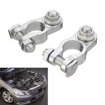 1Pair Car Battery Terminal Clamps Adjustable Conductive Duty Caps Car Heavy Positive Negative Stud Motorcycle Type Boat Cab R4I2 серебряный