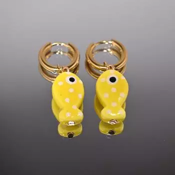 1Pair Cartoon Cute Ceramic Fish Pendant Hoop Earrings For Women Girls Versatile Ear Buckle Jewelry Accessories Gifts