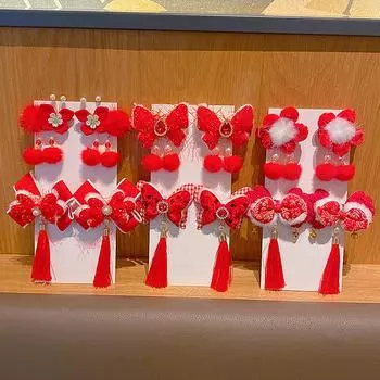 1 пара заколок для волос в китайском стиле, старинный стиль, детские заколки для волос с бантом и кисточками, милые аксессуары для волос в подарок