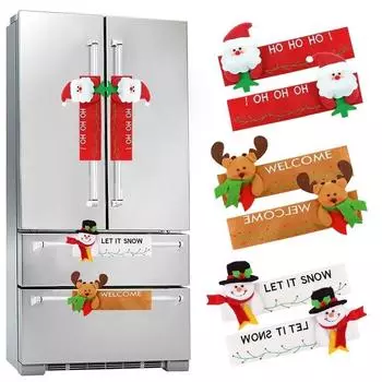 1pair Christmas Fridge Handle Covers Santa Claus Microwave Oven Dishwasher Door Handle Cover Xmas Party New Year Decoration