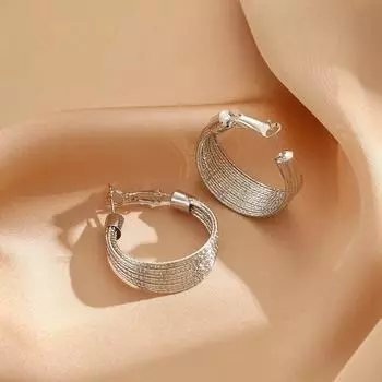 1Pair Exaggerated Metal Geometric C Shaped Earrings For Women Simple Personality Earrings Wedding Jewelry Birthday Gifts серебряный