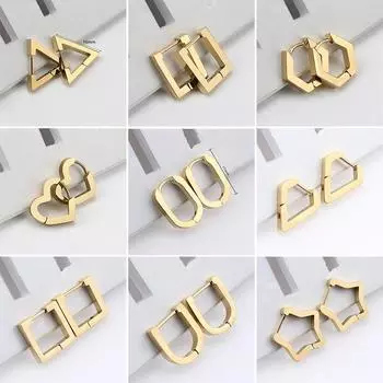 1 пара мини-серебреных модных колец из нержавеющей стали с геометрическим узором, высококачественные панк-серьги для вечеринок, черные, золотые, для женщин, новые ювелирные изделия 17