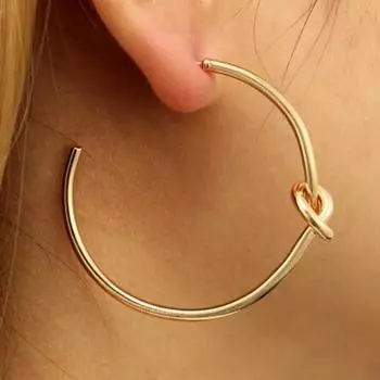 1pair Simple Twist Knot Gold Hoop Earring Alloy Semicircle gold color Earrings Gifts Accessories золотой