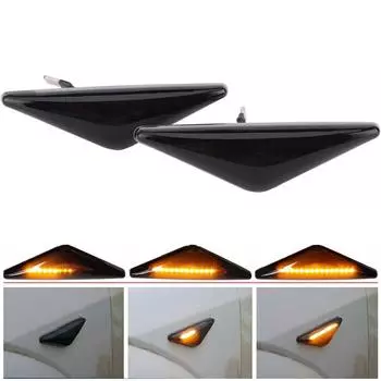 1Pair Smoked Dynamic LED Side Light 98AB13K354AA For Ford Focus MK I Mondeo MK III