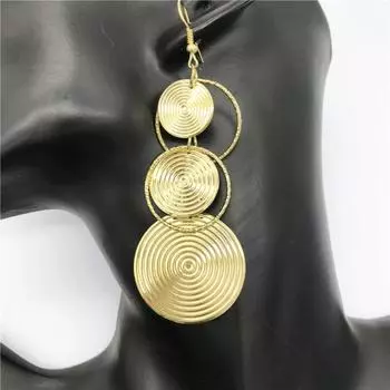 1Pair Temperament Long Pendant Earrings Geometric Long Hoop Earrings for Women Gold-Style 2