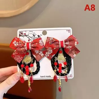 1Pairs Chinese Style Girl Baby Headwear Chinese Year Hair Accessories Tassels Year Holiday Accessories