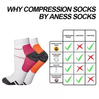 1Pairs Men Women Socks Couples Elastic Pressure Compression Socks Outdoor Sports Trail Running Cycling Ankle Socks Boat L светло-синий