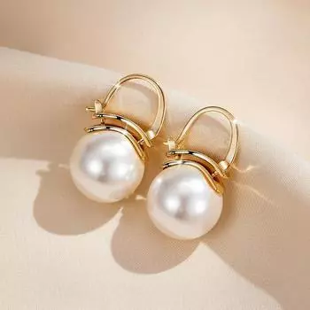 1ПАРА модных элитных легких роскошных женских серег с жемчугом