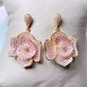 1ПАРА новых трехмерных сережек-бабочек из циркония, серьги о любви, модные серьги, банкетные серьги розовый