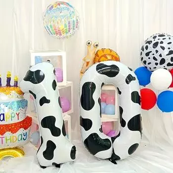 1 шт. 40-дюймовые цифровые воздушные шары 0-9 с рисунком в виде полос быка, реквизит для фотосессий на день рождения, украшения для вечеринок по случаю дня рождения и годовщины чёрный