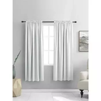 1pc 100% Blackout Curtains For Bedroom,Kitchen Curtains,Bathroom Window Curtains,Rod Pocket Drapes For Living Room W100xH130cm&Gommets Top(Rings) серебряный