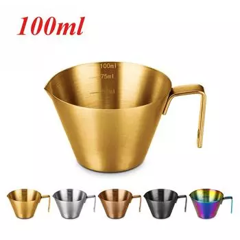 1pc 100ml 304 Stainless Steel Coffee Extraction Cup with Scale Small Milk Ounce Making Cup Espresso Measuring Mug Coffee Mugs 100ML серебряный