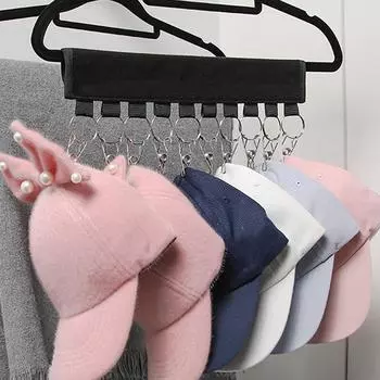 1PC 10-Clip Multifunctional Coat And Hat Clip Self-Adhesive Portable Home Perforation-Free Velcro Storage Clothes чёрный