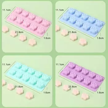 1Pc 10Hole Food Grade Silicone Paw Print Mold Reusable Dog Cat Paw Baking Mold розовый