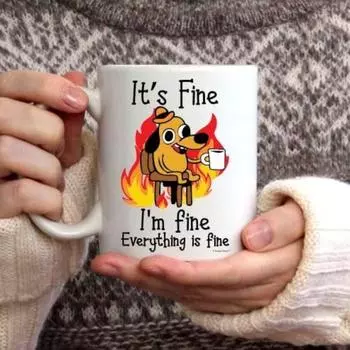 1pc 11oz It s Fine Funny Puppy Coffee Mug Tea Cup Coffee Cup Funny Birthday Gifts for Women and Men Ceramic Mug Personalized Cup 301-400ml белый